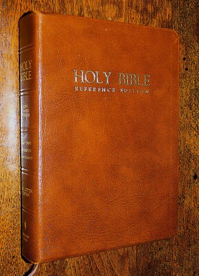 HOLY BIBLE Reference Edition KJV GIANT PRINT Concordance Genuine Leather 1981-image