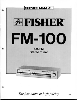 VINTAGE FISHER SERVICE MANUAL AM/FM STEREO TUNER MODEL FM-100-image