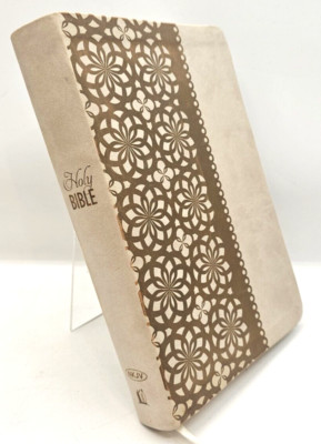 Bible NKJV Giant Print End Of Verse Reference 2006 Thomas Nelson Ivory Gold-image