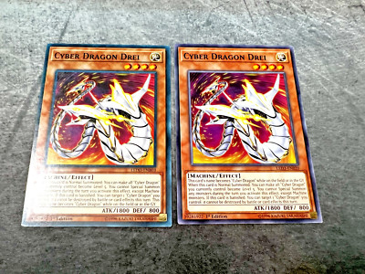Cyber Dragon Drei, LED3-EN020! 1st Edition, Vintage, 1996! 2x Cards! LP!-image