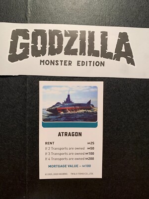 Monopoly Godzilla ATRAGON  Title Deed Card Game Replacement Piece-image