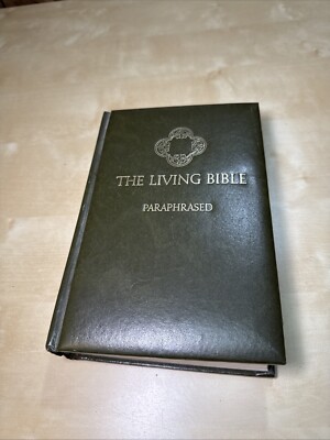 The Living Bible Paraphrased TYNDALE 1971 Hardcover Green Faux Leather Padded-image
