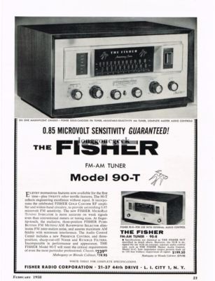 1958 Fisher Model 90-T FM Am Tuner Hi-Fi VINTAGE Print Ad-image