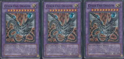 YUGIOH! CYBER END DRAGON X3 PLAYSET - SUPER RARE LIMITED EDITION - STO-ENSE1 NM+-image