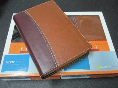 NIV 1984 Compact Thinline Reference Bible *6.3pt* Burgundy/Tan LS *NEW!!-image