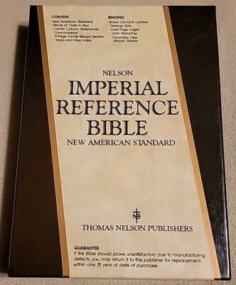 1977 Nelson Imperial Reference Bible NASB Brown Genuine Leather 866BR w/Box-image