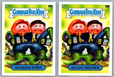 X-Files Scully Mulder UFO Garbage Pail Kids GPK Sci-Fi TV Spoof 2 Card Set-image