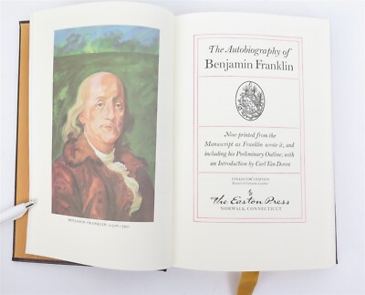 Easton Press Autobiography of Benjamin Franklin Leather Bound & Gold Gilt 1976-image