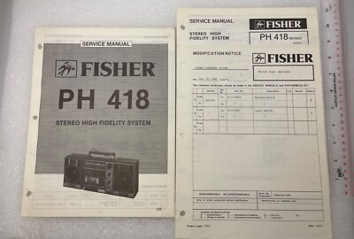 Vintage Original Fisher PH-418 Stereo Hi Fi System Service Manual Repair-image
