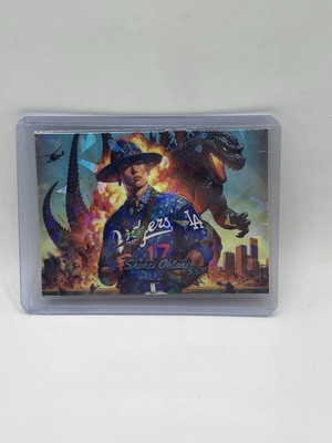 Shohei Ohtani & Godzilla SSP Cracked Ice Non Licensed Novelty Card -image
