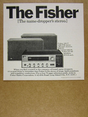 1968 Fisher 250-T Stereo Receiver XP-60 Speakers vintage print Ad-image
