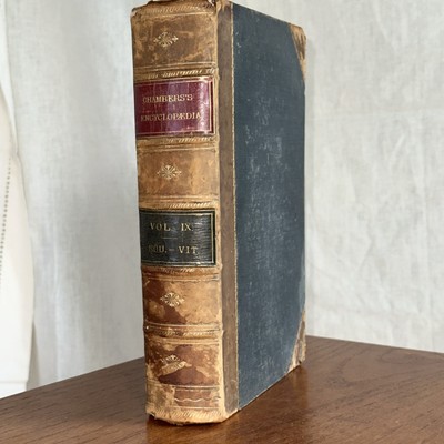 Antique English Decorative leather bound Book, 1868 Chambers Encyclopedia-image