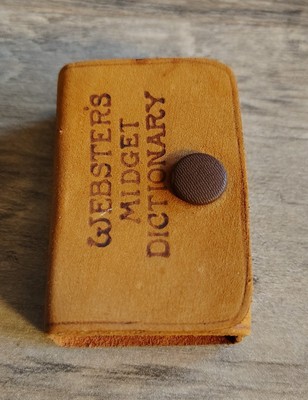 Vtg Antique Websters Midget Dictionary Suede Binding Printed In Germany -image