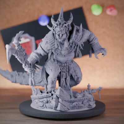 Godzilla Lizardmen Boss Miniature Giant Monster Dungeons and Dragons Mini DnD 5e-image