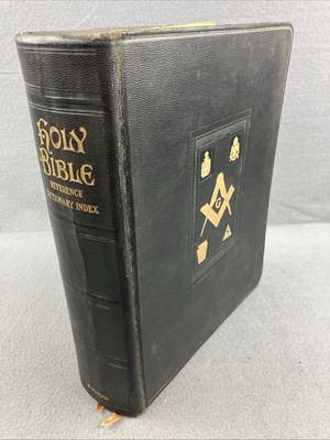 Holy Bible Holman Masonic Reference Dictionary Index, Full Color Plates Leather-image