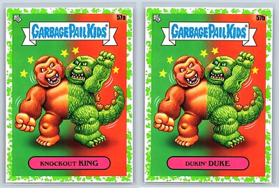 Godzilla Versus King Kong Garbage Pail Kids Movie Spoof GREEN SP 2-Card Set-image