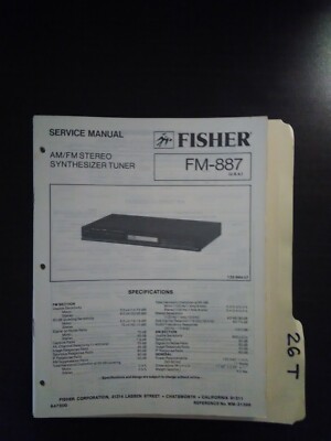 FM-887 Fisher service manual original repair book stereo synthesizer tuner -image