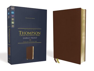 NIV Thompson Chain-Reference Bible Large Print Genuine Leather Cowhide Brown Red-image