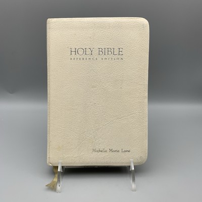 Holy Bible Reference Edition KJV Thomas Nelson (486W) 1972 White Genuine Leather-image