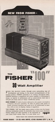 1958 Fisher Model 100 Stereo Amplifier Long Island City New York Photo Print Ad-image
