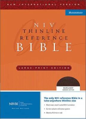 NIV Thinline Reference Bible, Large Print - Leather Bound - ACCEPTABLE-image