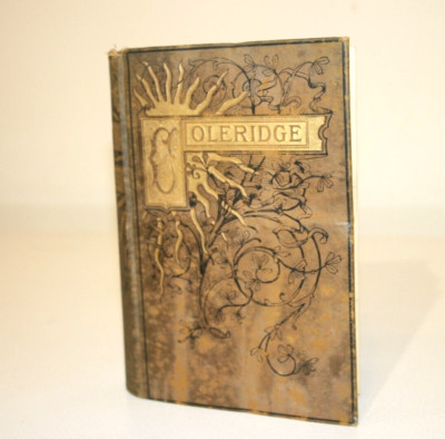 Vintage old antique book writing Poetical Works of S.T. Sam Coleridge 1889 poet-image