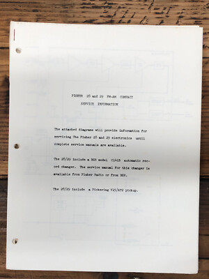 Fisher Model 28 / 29 Stereo  Service Manual *Original*-image