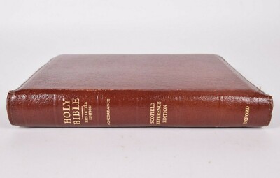Oxford Scofield Reference Edition Zipper Bible Leather Vintage very good-image