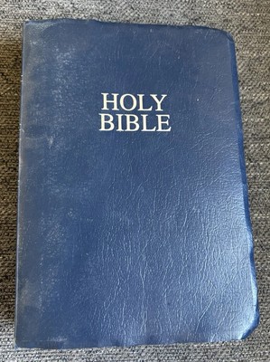Zondervan NIV Holy Bible Blue Leather-look Vintage 1990 Religious Text Christian-image