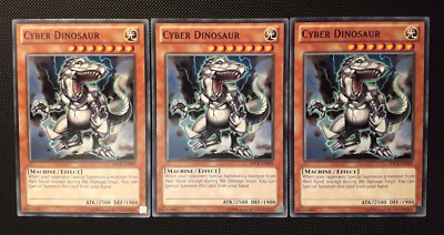 Yu-Gi-Oh! 3x Cyber Dinosaur, SDCR-EN009, Common, 2nd Ed., English, Near Mint-image