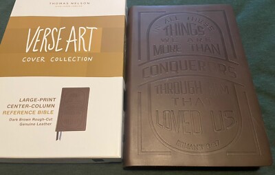 KJV LARGE PRINT Center-Column Reference Bible  Brown Genuine Leather Retail $109-image
