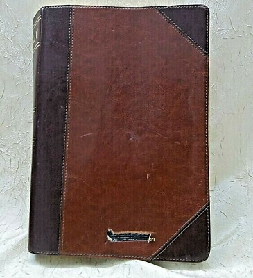 KJV Super Giant Print Bible Holman Classic Mahogany Leather Touch with Defects-image