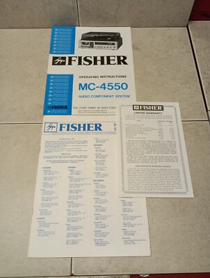 Fisher MC- 4550 Stereo System Service Manual W/Warranty In Excellent Condition-image