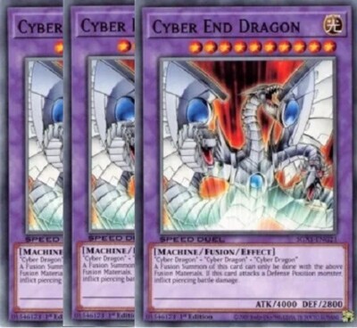 Yugioh - Cyber End Dragon x 3 - 1st Edition NM - Plus Free Holographic Card-image