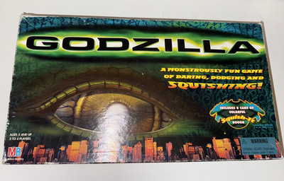 Vintage Godzilla Board Game Milton Bradley 1998 3D Game Play Doh Compatible-image