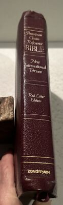 NIV Thompson Chain Reference Bible C. 1983 Burgundy Genuine Leather OOP 1978 NIV-image