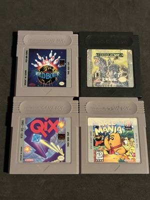 Gameboy Lot of 4 Games: Godzilla, Mole Mania, Qix, World Bowling-image