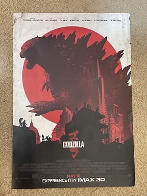 Godzilla IMAX 13 x 19 Mini Poster 2014 Bryan Cranston Authentic Movie Card Stock-image