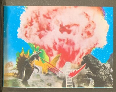 1973 vintage GODZILLA Amada Toho kaiju Card Japanese Gigan Ghidorah #17c-image