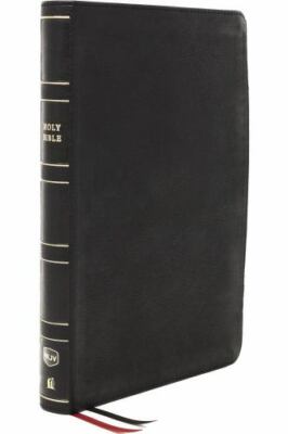 NKJV Thinline Reference Bible, Genuine Leather, Black, Red Letter, Thumb Indexed-image