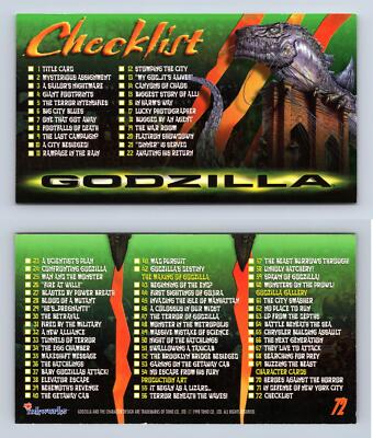 Checklist #72 Godzilla 1998 Inkworks Supervue Trading Card-image