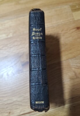 Nelson Holy Bible References Black Leather Norwood Press Early 1900's-image