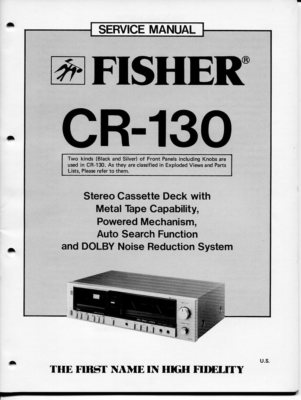 VINTAGE FISHER SERVICE MANUAL STEREO CASSETTE DECK MODEL CR-130-image