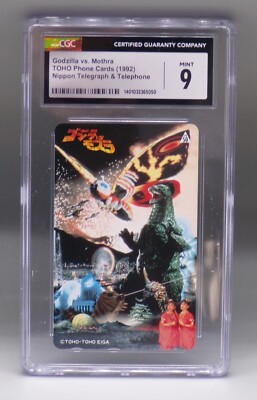 CGC 9 Japanese GODZILLA Vs MOTHRA Promo PHONE CARD Japan MONSTER Battra KAIJU !!-image