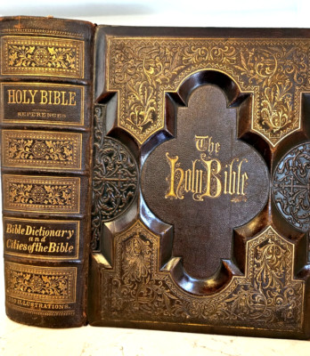 1874 holy bible antique illustrated Gustave Dore+ references & dictionary HOLMAN-image