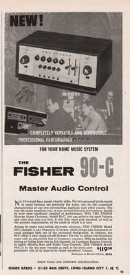 1958 Fisher Model 90-C Master Audio Control Home Stereo Long Island City NY Ad-image