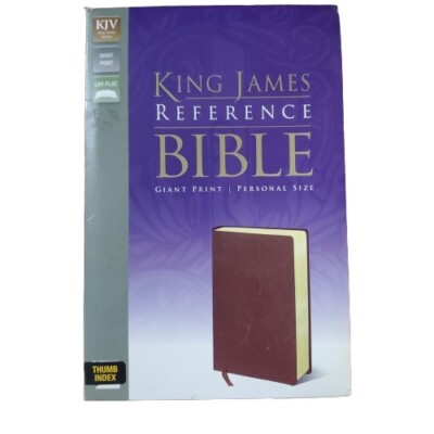 KJV Center Column Reference Bible Burgundy Leather, Tabbed Pages, Monogrammed -image
