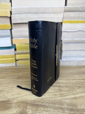 Vtg 1972 KJV Snap Flap Closure~Black Bonded Leather~Nelson #344S~Reference-image