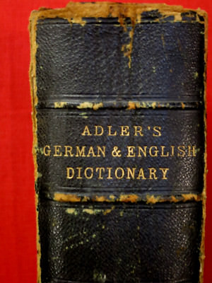 1872 ADLER'S GERMAN & ENGLISH DICTIONARY / LEATHER -image