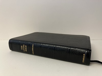 The Living Bible Paraphrased Genuine Cowhide Leather Black Tyndale 1972-image